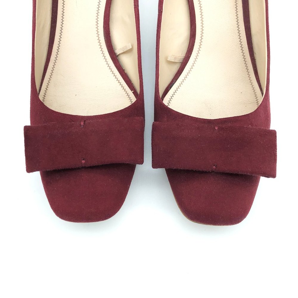 ZARA Collection Burgundy Suede Bow Block Heel Pump - Picture 8 of 12